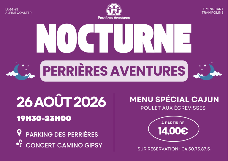 Affiche nocturne Perrières Aventures 26 août 2026